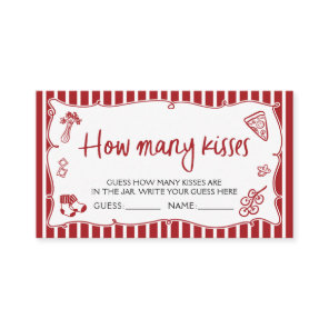 Italian Pizza Guess How Many Kisses Game Ticket Enclosure Card