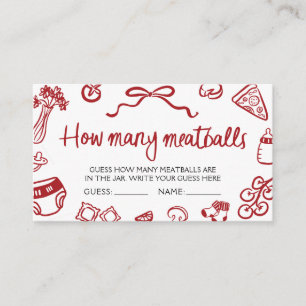 Italian Pizza Guess How Many Meatballs Game Ticket Enclosure Card