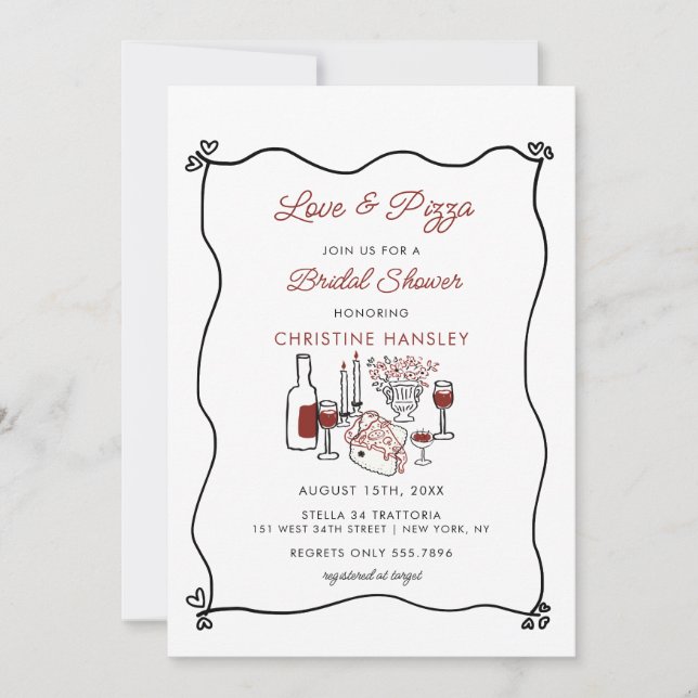 Italian Pizza Modern Bridal Shower  Invitation (Front)