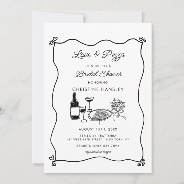 Italian Pizza Modern Bridal Shower  Invitation (Front)