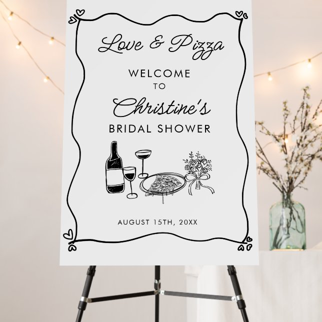 Italian Pizza Modern Bridal Shower Welcome Sign (In Situ (Stand))