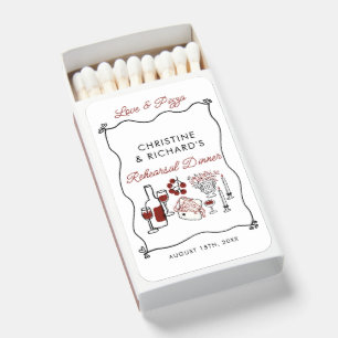 Italian Pizza Modern Rehearsal Dinner Matchboxes