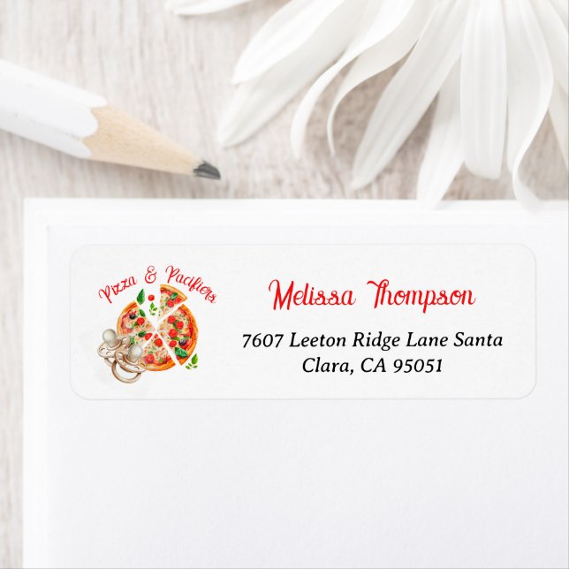 Italian Pizza Pacifies Baby Shower Party Address Label (Insitu)