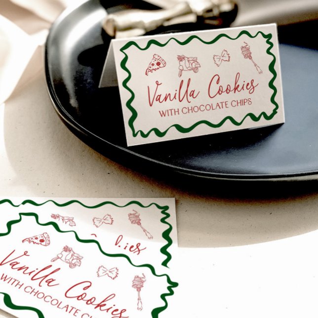 Italian Pizza Party Buffet Food Label Place Card (Buffet Food Label Cards with Italian theme)