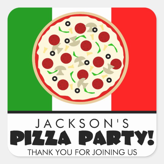 Italian Pizza Party Favor Stickers (Front)