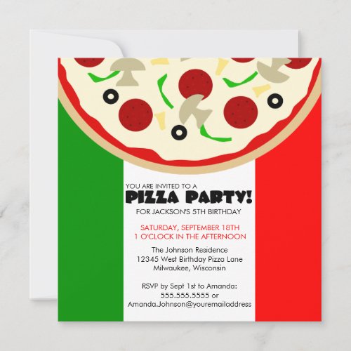 Italian Pizza Party Invitation