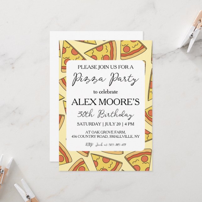italian pizza party invitations (Front/Back In Situ)