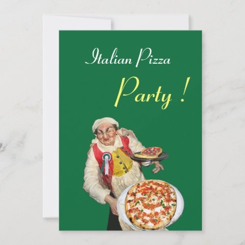 ITALIAN PIZZA PARTY  RESTAURANT green black Invitation