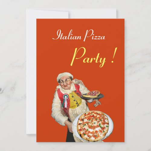ITALIAN PIZZA PARTY  RESTAURANT orange black Invitation