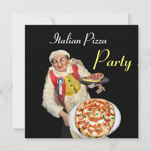 ITALIAN PIZZA PARTY  RESTAURANT red black Invitation