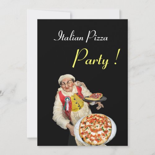 ITALIAN PIZZA PARTY  RESTAURANT red black Invitation