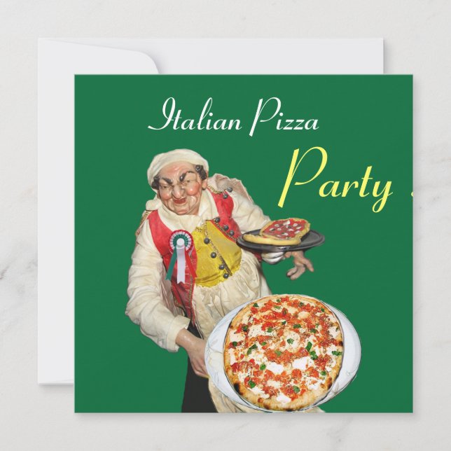 ITALIAN PIZZA PARTY , RESTAURANT red green Invitation (Front)