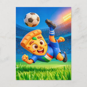 Italian pizza performing dramatic soccer bicycle k postcard
