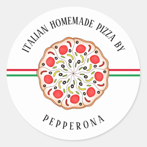 Italian pizza personalized home business shop classic round sticker