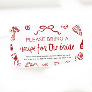 Italian Pizza Please Bring A Recipe for Bride Game Enclosure Card