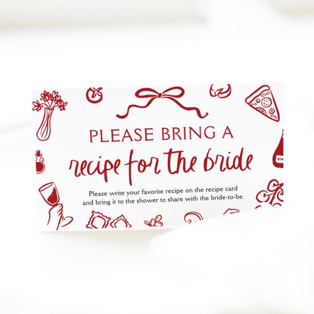 Italian Pizza Please Bring A Recipe for Bride Game Enclosure Card (Italian Pizza Please Bring A Recipe for Bride Game)