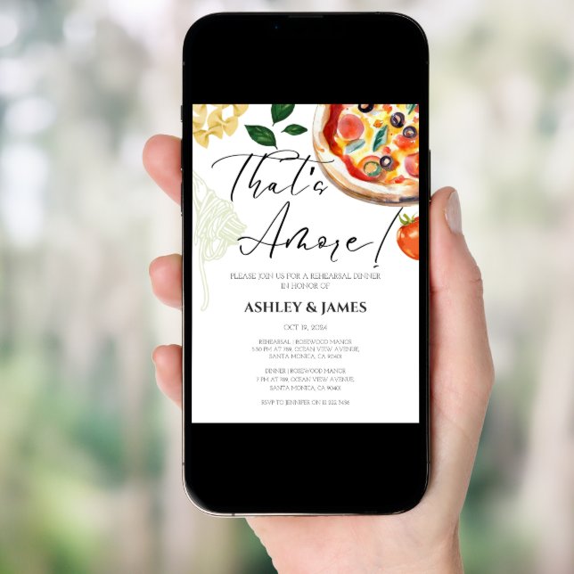 Italian Pizza Rehearsal Dinner Casual That's Amore Invitation (Front Digital)