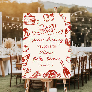 Italian Pizza Special Delivery Baby Shower Welcome Foam Board