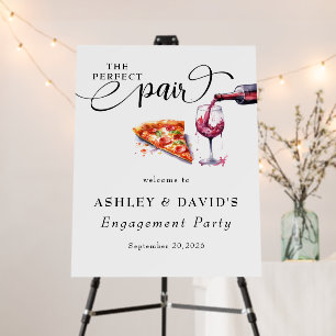 Italian Pizza Watercolor Wine Welcome Sign