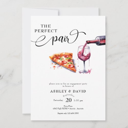 Italian Pizza  Wine Wedding Party Invitation