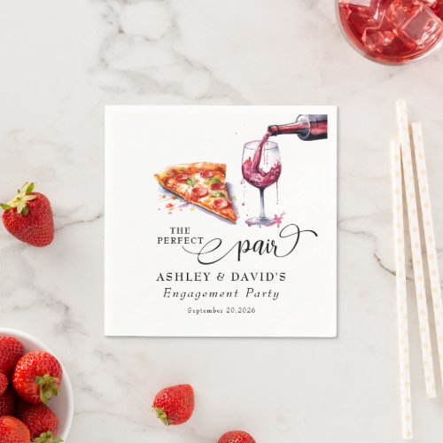 Italian Pizza  Wine Wedding Party Napkins