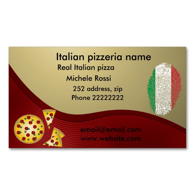 Italian pizzeria business card magnet (Front)