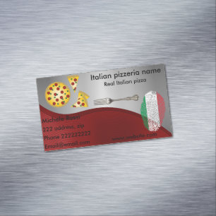 Italian pizzeria business card magnet