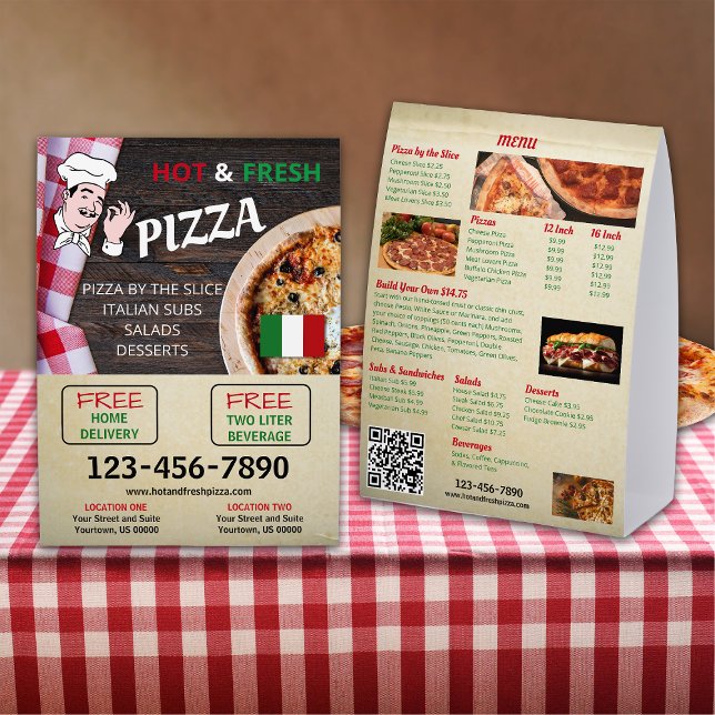 Italian Pizzeria Paper Table Tent (Creator Uploaded)