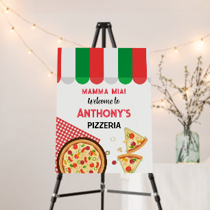 Italian Pizzeria Party Birthday welcome sign