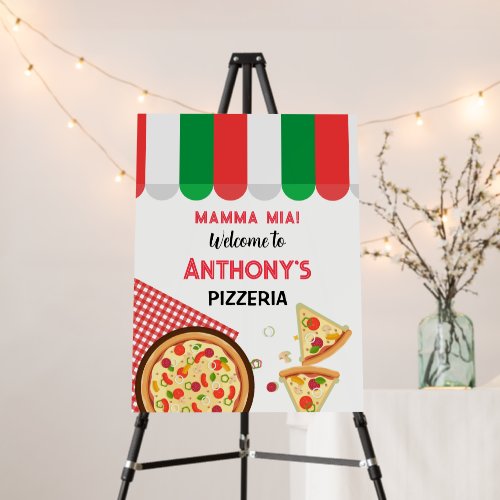 Italian Pizzeria Party Birthday welcome sign