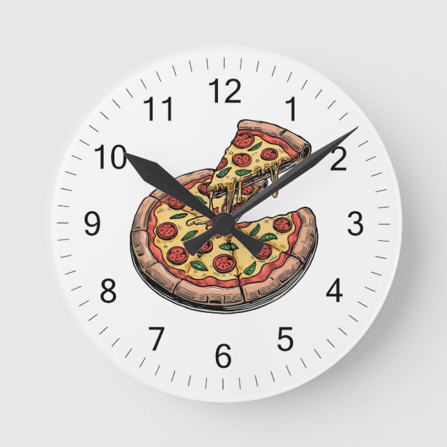 Italian Pizzeria Pizza Kitchen or Restaurant Round Clock (Front)