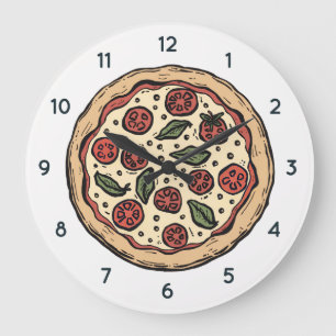 Italian Pizzeria Pizza Kitchen or Restaurant Round Large Clock