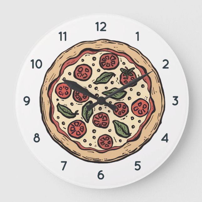 Italian Pizzeria Pizza Kitchen or Restaurant Round Large Clock (Front)