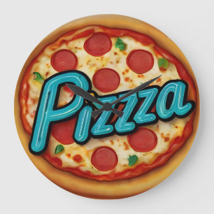 Italian Pizzeria Pizza Kitchen or Restaurant Round Large Clock