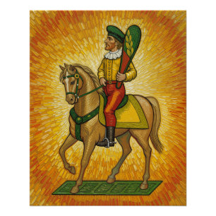 Italian Playing Cards - Cavalier of Clubs, Scopa Poster