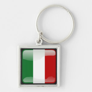 Italian polished flag keychain