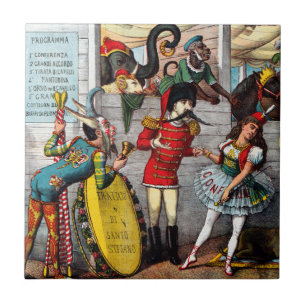 Italian Political Cartoon Of Circus Performers Ceramic Tile