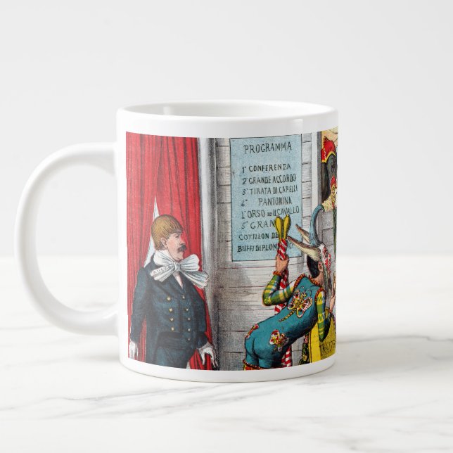 Italian Political Cartoon Of Circus Performers Giant Coffee Mug (Left)