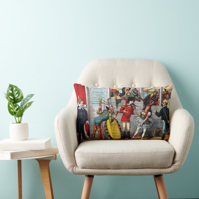 Italian Political Cartoon Of Circus Performers Lumbar Pillow (Chair)