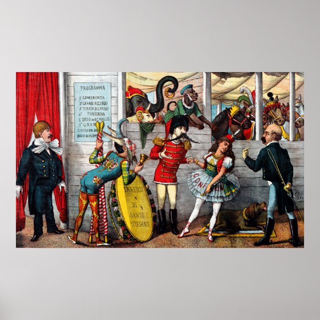 Italian Political Cartoon Of Circus Performers Poster (Front)