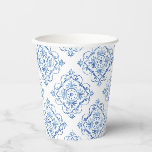 Italian Positano Tuscan Blue Tile Paper Cups