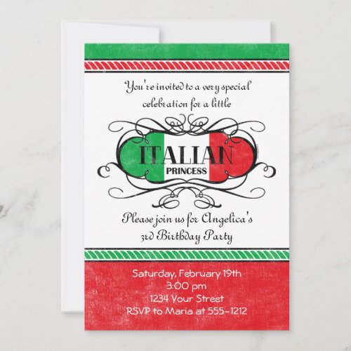 Italian Princess Party Invitation