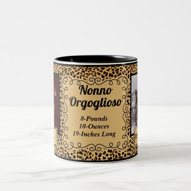 ITALIAN Proud Grandfather Cheetah 2 Photo Two-Tone Coffee Mug (Center)