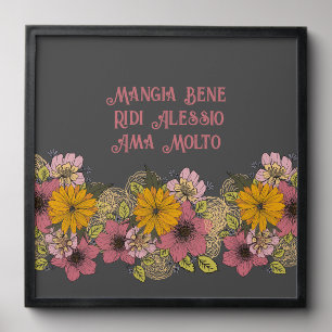 Italian Quote With Vibrant Flower Design Peel And Stick Photo Tile