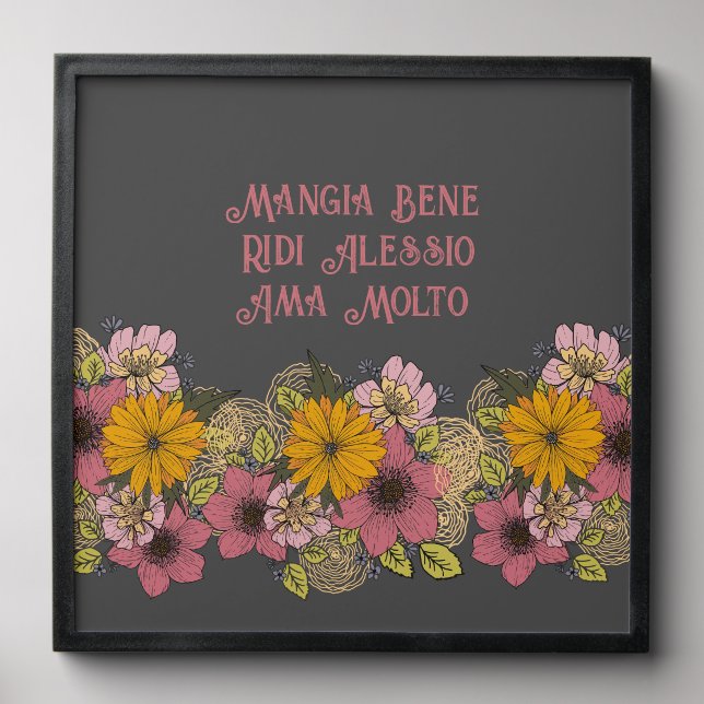 Italian Quote With Vibrant Flower Design Peel And Stick Photo Tile (Front Set)