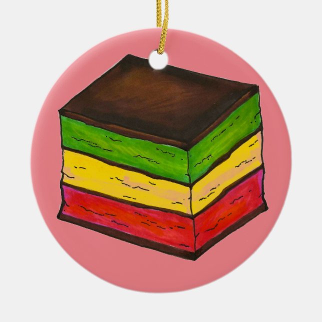Italian Rainbow 7 Seven Layer Christmas Cookie Ceramic Ornament (Front)