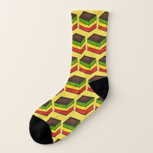 Italian Rainbow Seven 7 Layer Cookie Bakery Pastry Socks