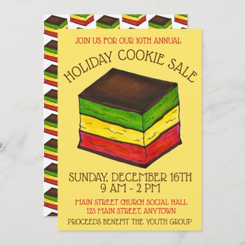 Italian Rainbow Seven 7 Layer Holiday Cookie Swap Invitation