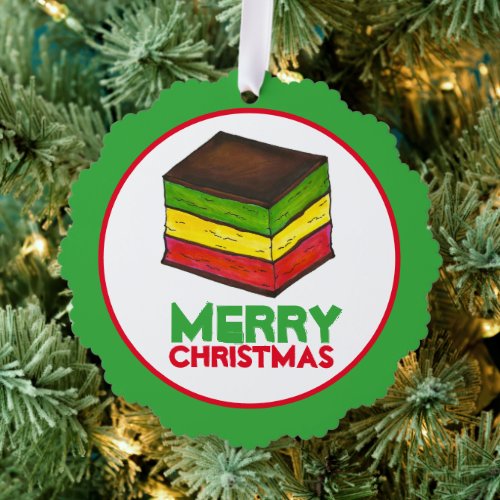 Italian Rainbow Seven Layer Christmas Cookies Ornament Card