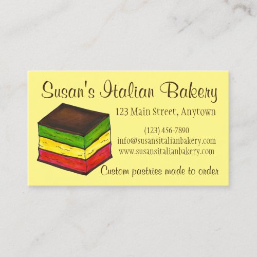 Italian Rainbow Seven Layer Cookie Bakery Pastry Business Card